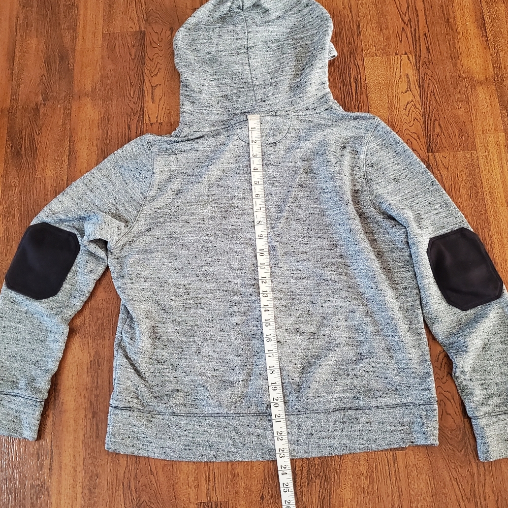 Gap Women's XL Hoodie Iconic Nubby Reverse Weave Gray & Black Elbow Patches - Picture 9 of 9